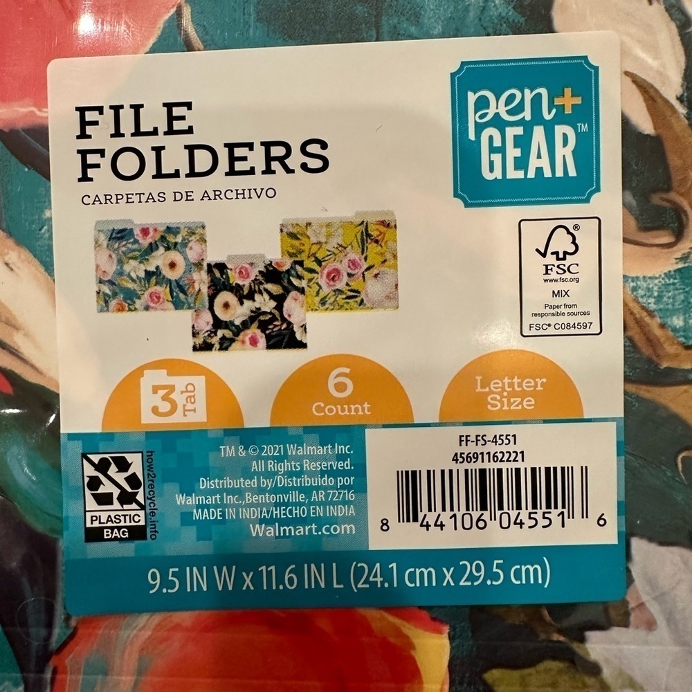 Pen+Gear Acrylic 3-Piece Organization Set & Floral File Folders, 6 Count Bundle - Picture 5 of 16